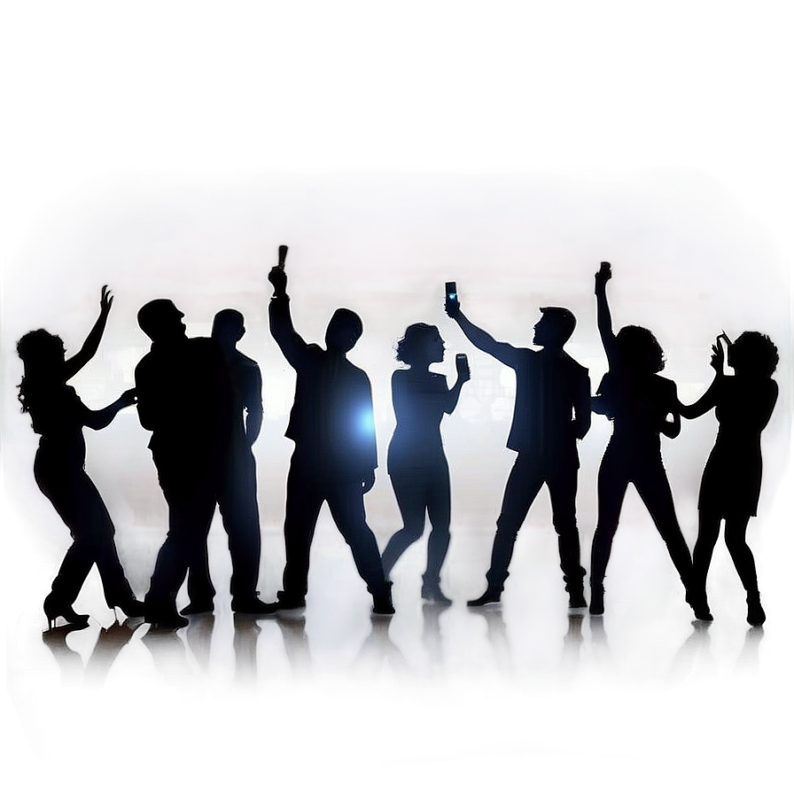 Lively Party Crowd Silhouette Png Cwe