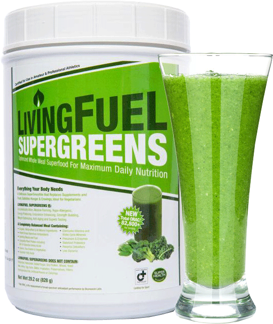 Living Fuel Super Greens Productand Smoothie