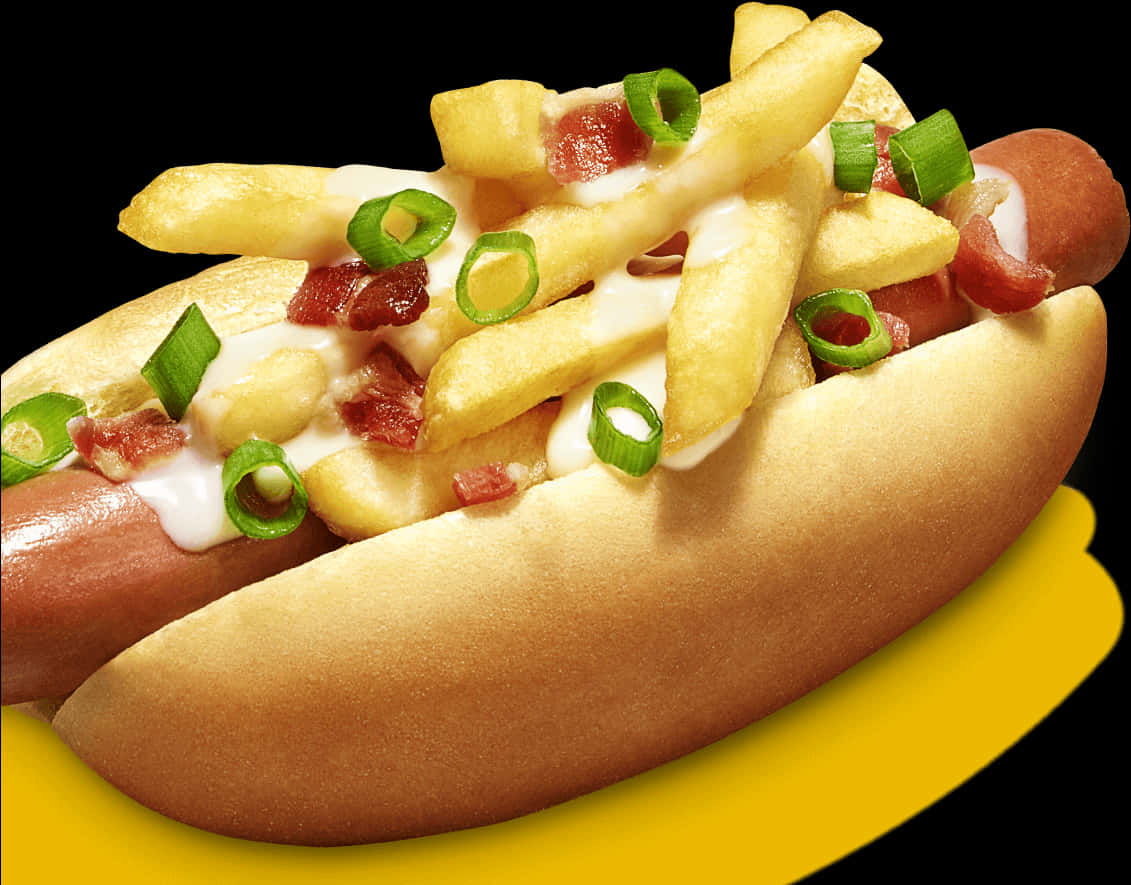 Loaded Gourmet Hot Dogwith Friesand Bacon