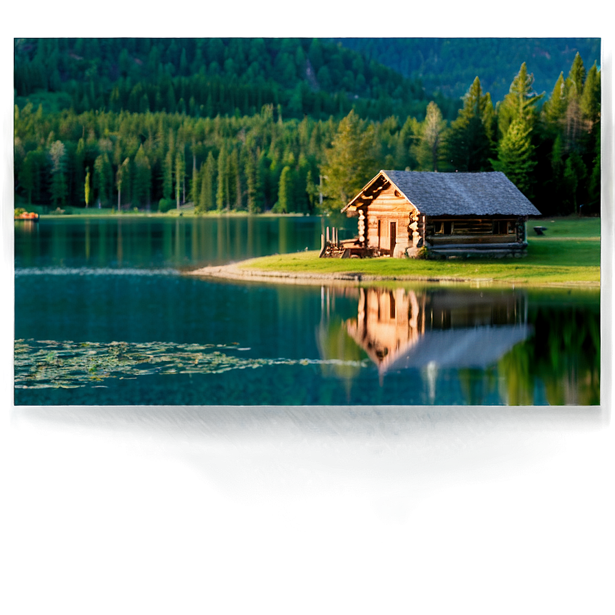 Log Cabin By The Lake Png Cth