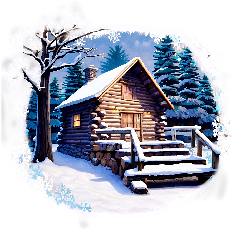 Log Cabin Winter Wonderland Png 75