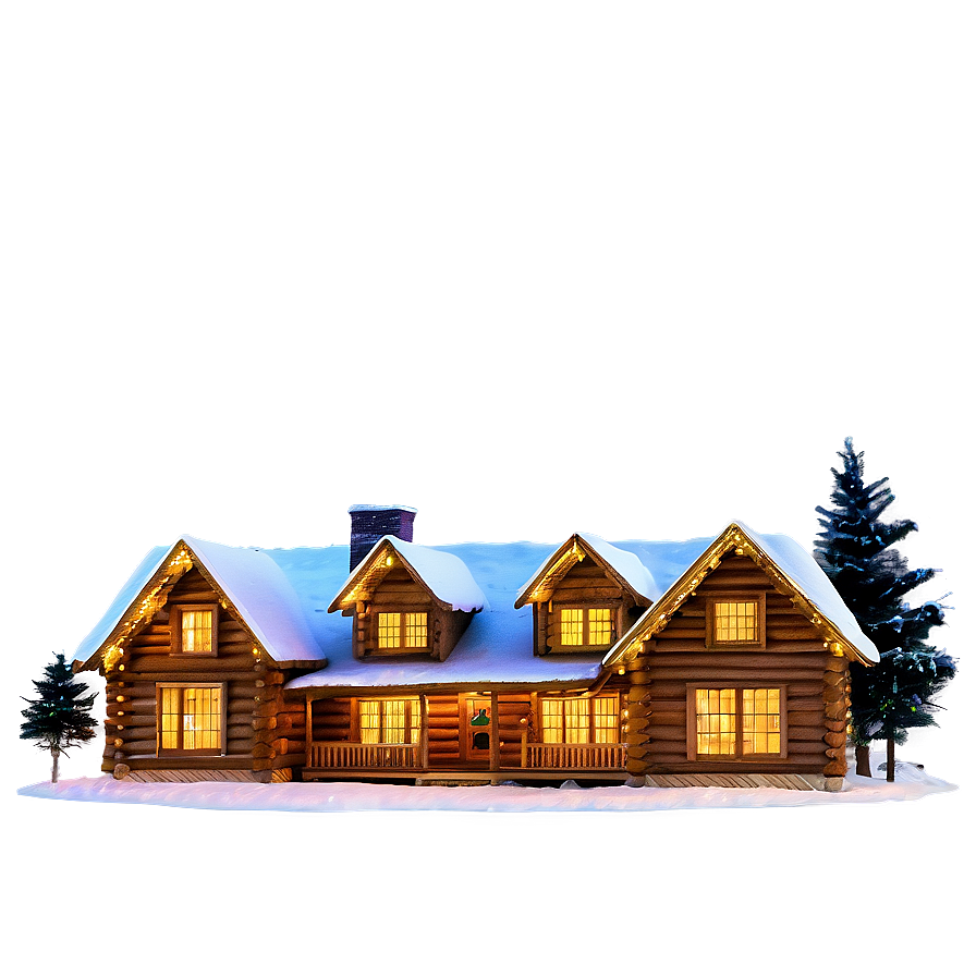 Log Cabin With Christmas Lights Png 12