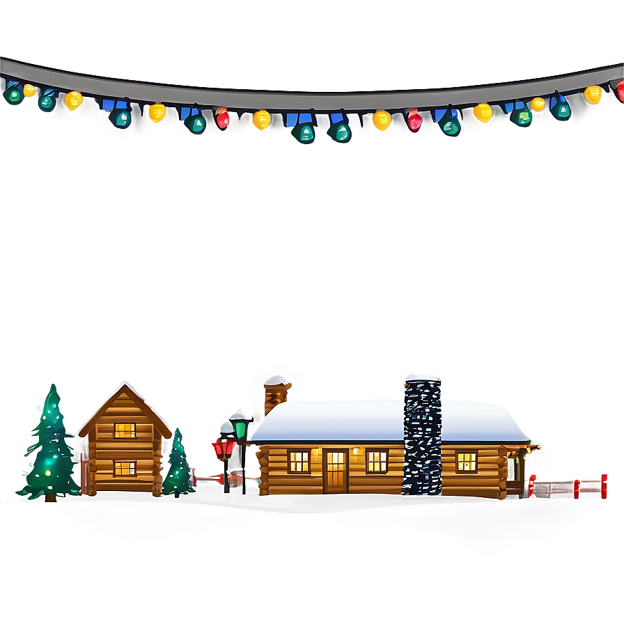 Log Cabin With Christmas Lights Png Nfa