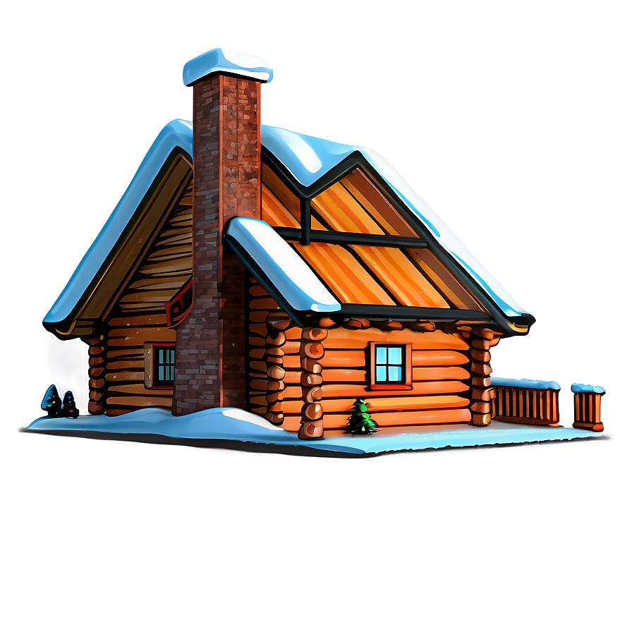 Log Cabin With Fireplace Png Ski22