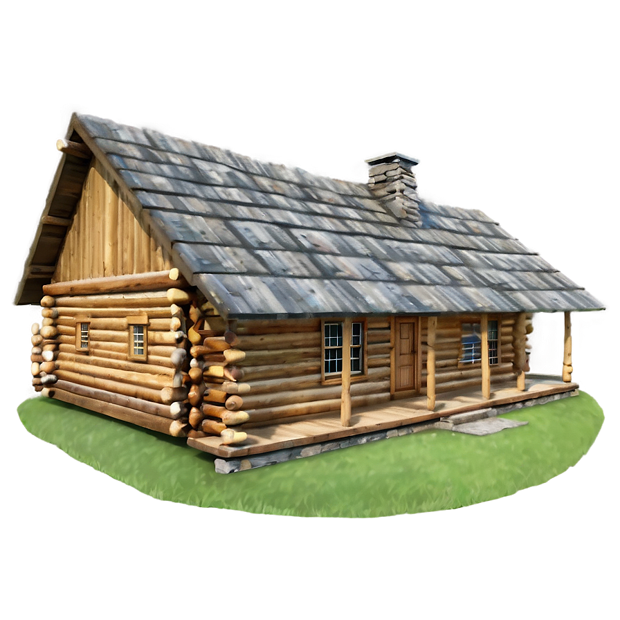 Log Cabin With Mountain Backdrop Png Xko43