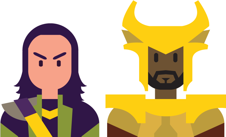 Lokiand Heimdall Vector Art