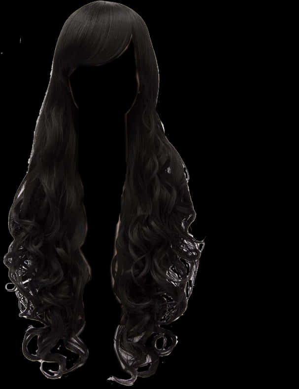 Long Black Curly Wig