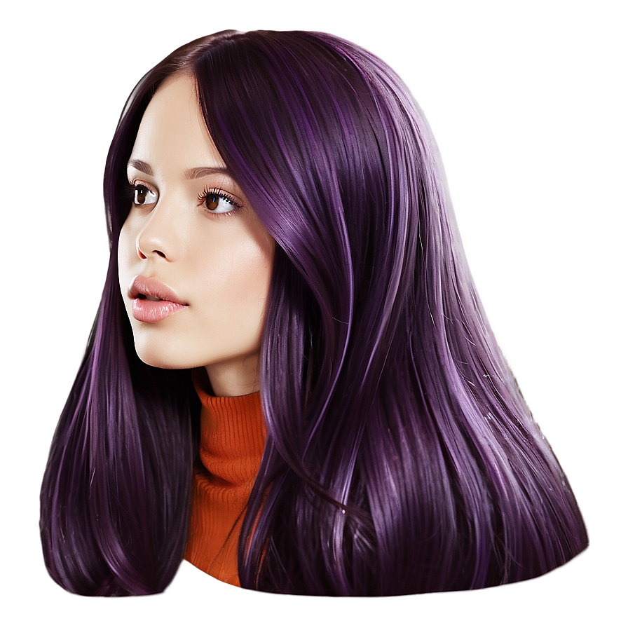 Long Flowing Purple Hair Illustration Png 06272024