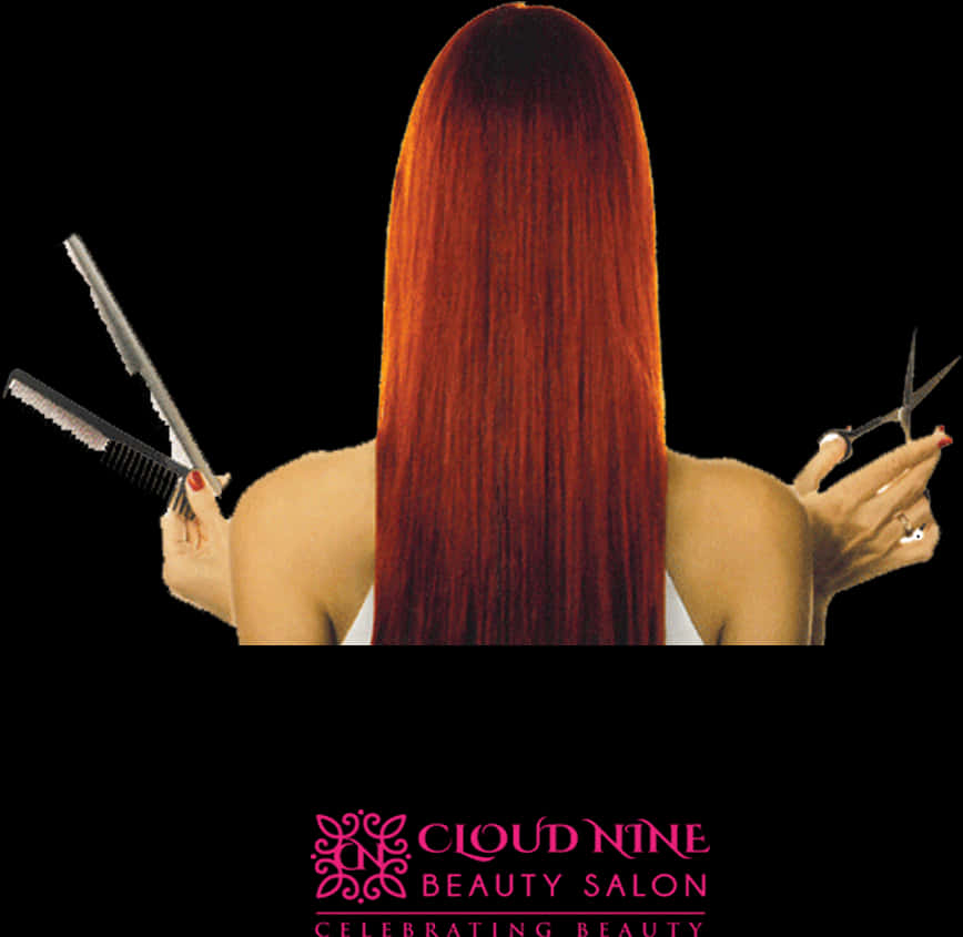 Long Red Hair Beauty Salon Advertisement