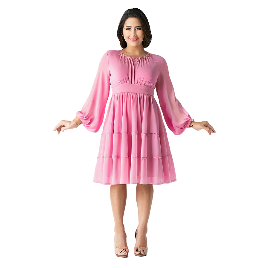 Long Sleeve Pink Dress Png Qpr75