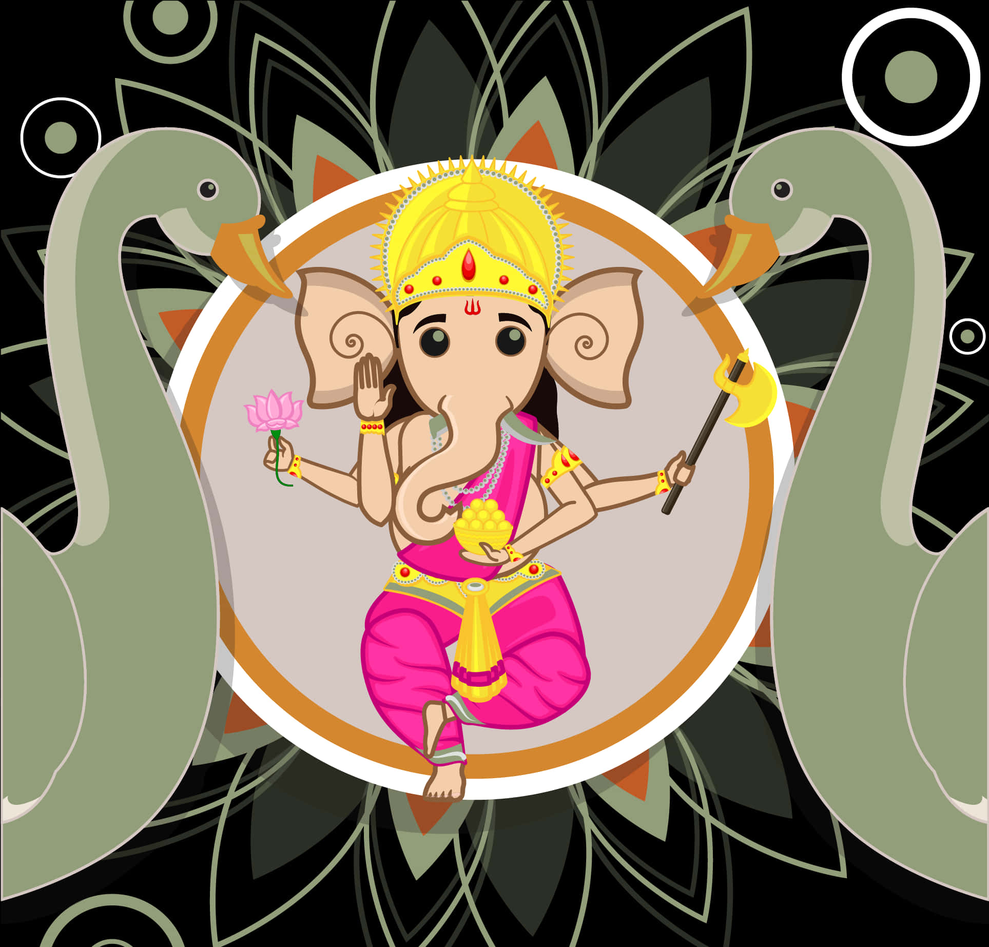 Lord Ganesha Cartoon Illustration