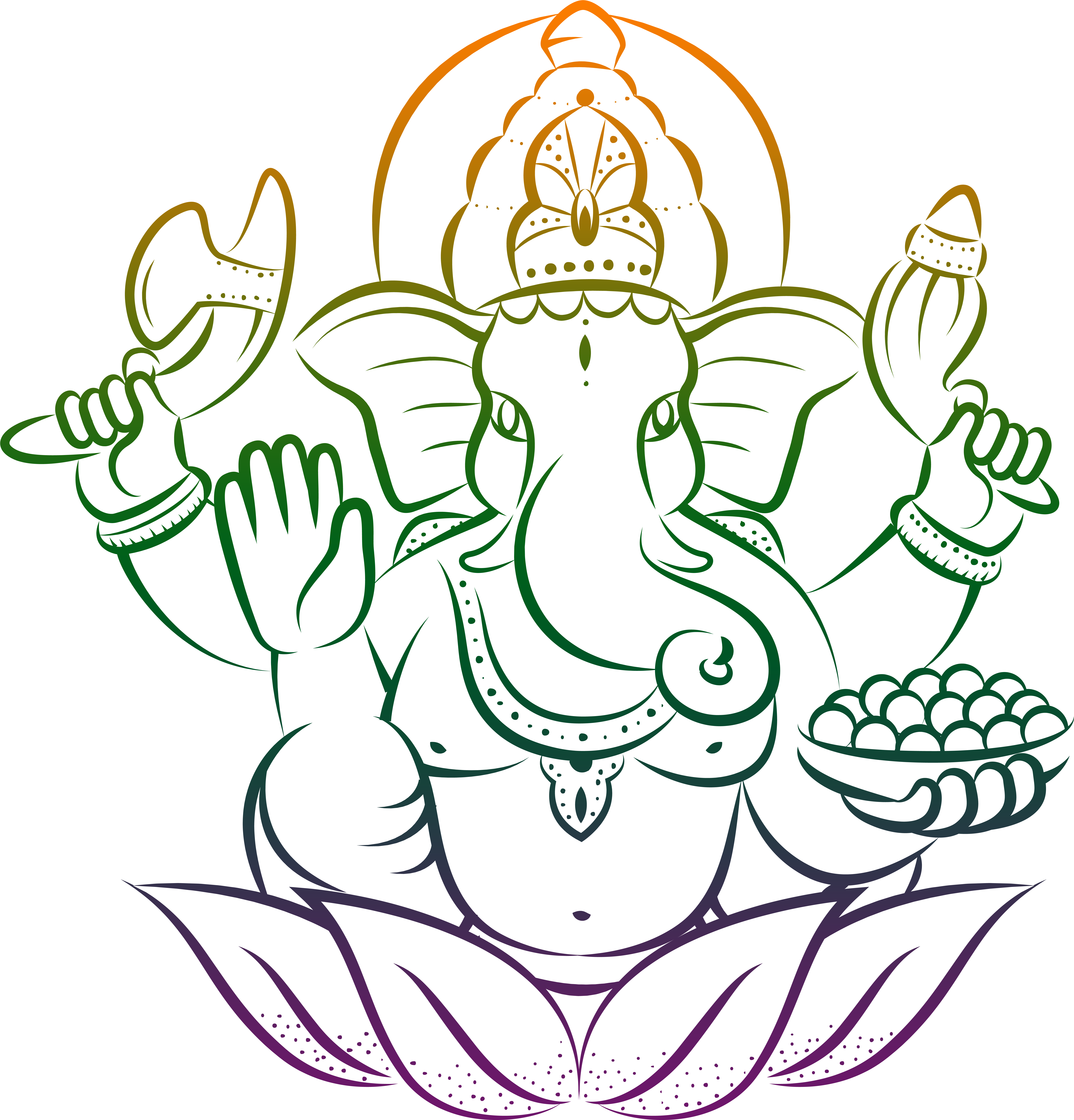 Lord Ganesha Outline Art