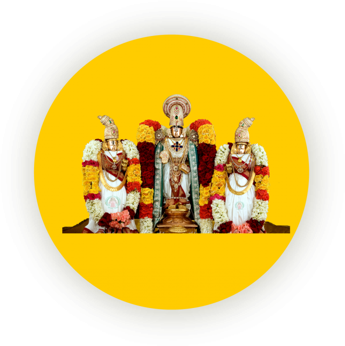 Lord Venkateswara Flankedby Deities