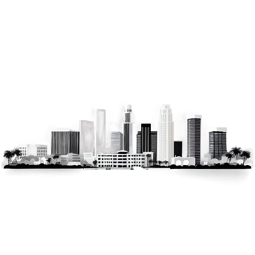 Los Angeles Skyline Black And White Png Tda