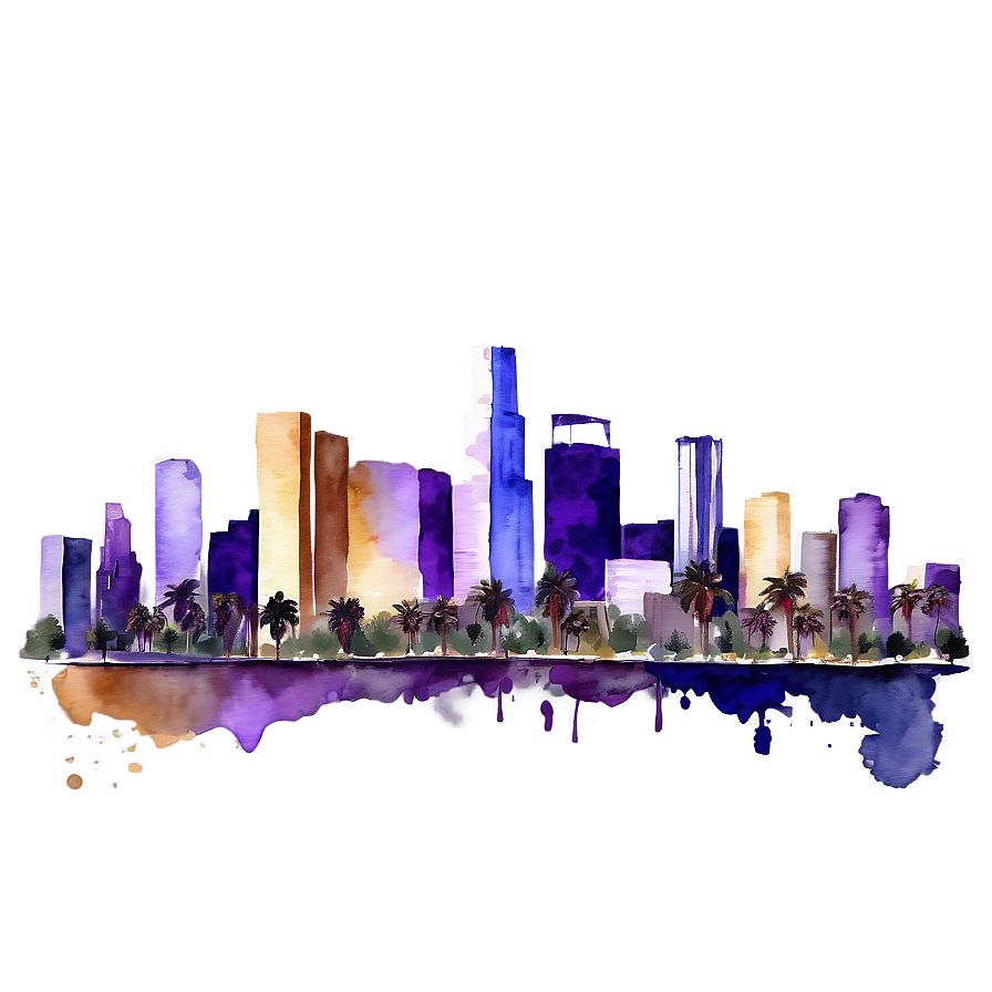 Los Angeles Skyline Watercolor Png 34