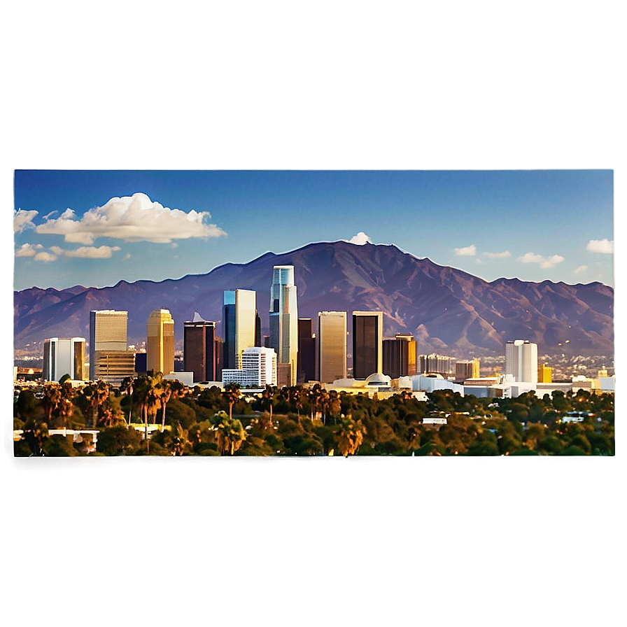 Los Angeles Skyline With Mountains Png Pcx73