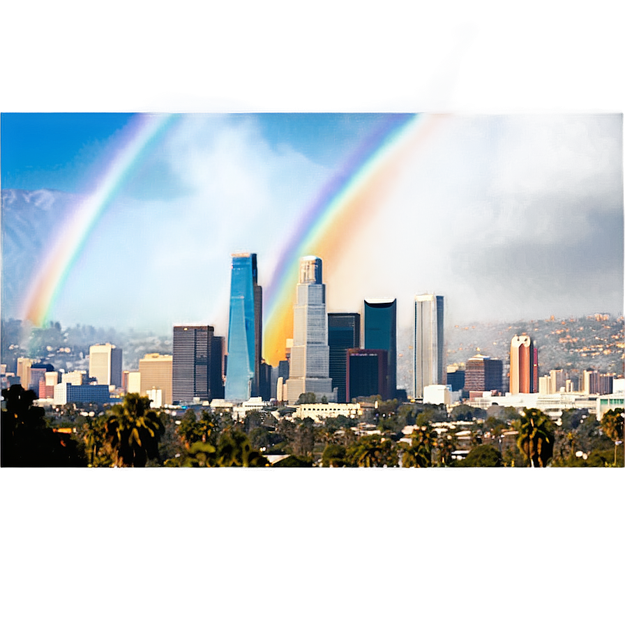 Los Angeles Skyline With Rainbow Png Knl