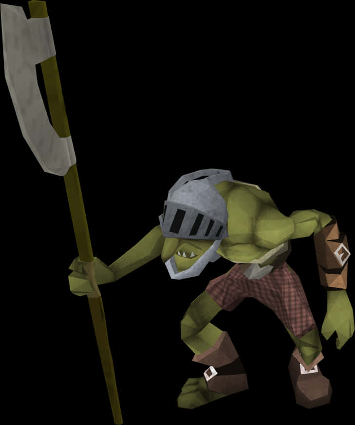 Low Poly Green Goblinwith Spear