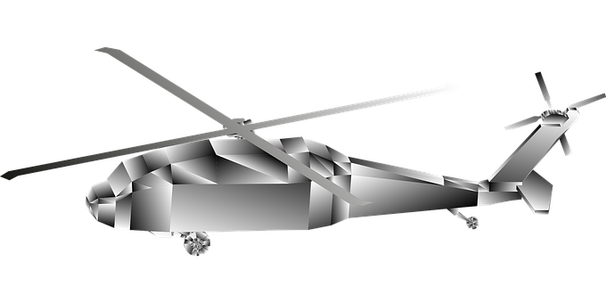 Low Poly Military Helicopter Black Background