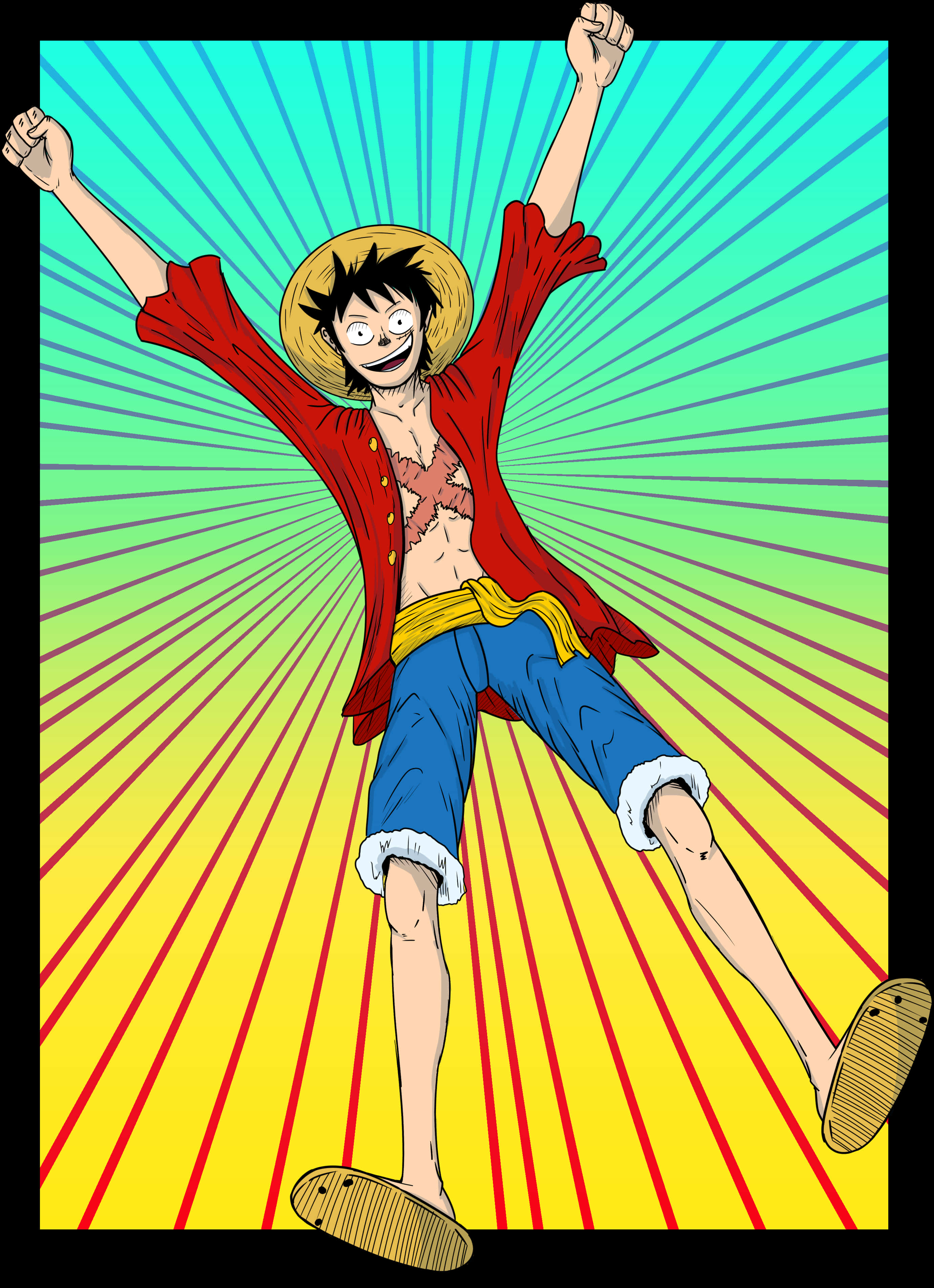 Luffy Victory Pose Anime Illustration