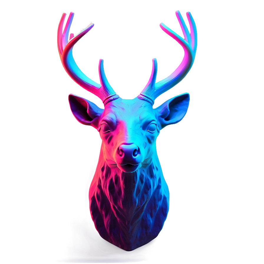 Luminous Deer Head Neon Effect Png 4