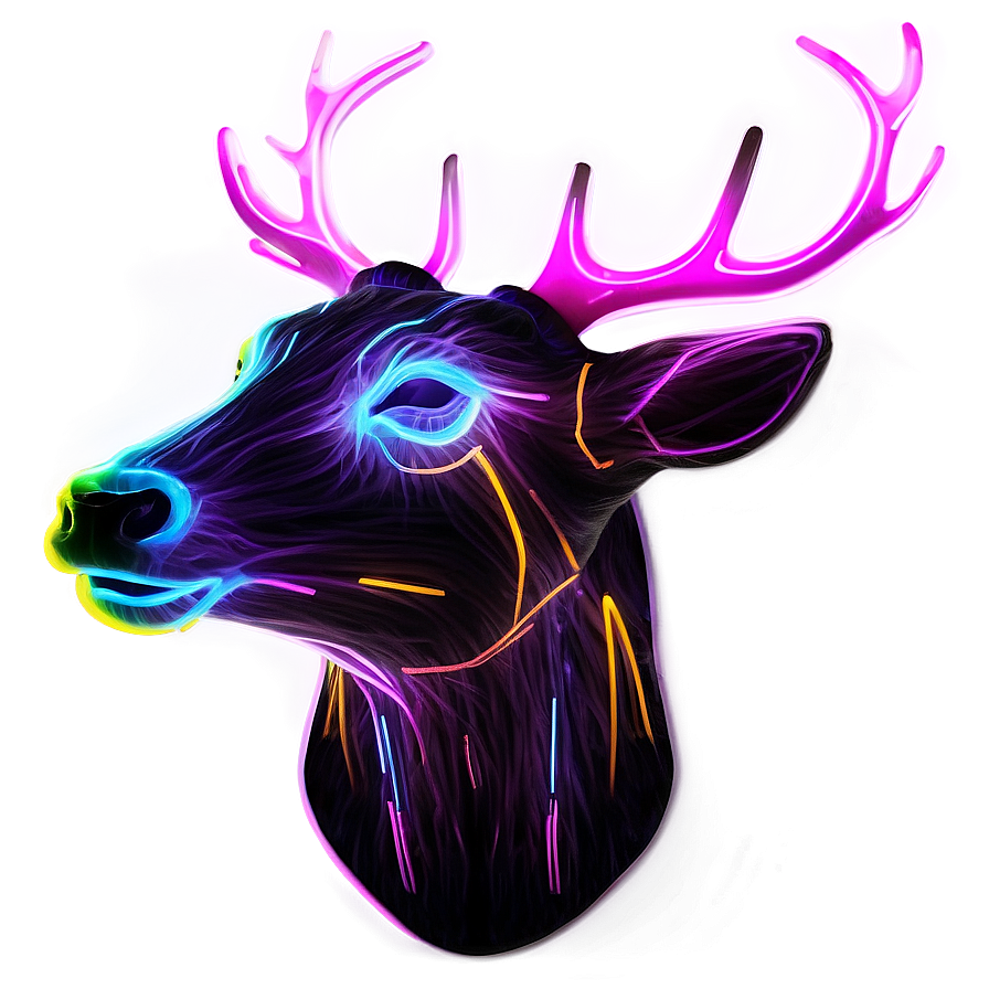 Luminous Deer Head Neon Effect Png Ndv