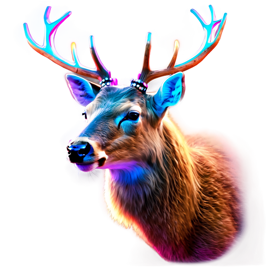 Luminous Deer Head Neon Effect Png Vnu42