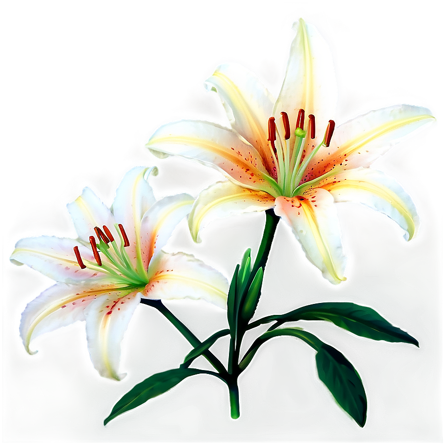 Luminous Lilies Night Scene Png Hjs