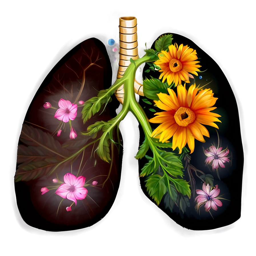 Lungs With Flowers Art Png 05232024