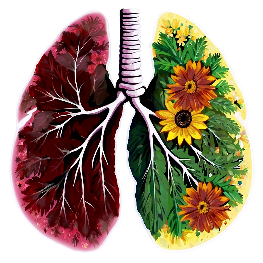 Lungs With Flowers Art Png 05232024