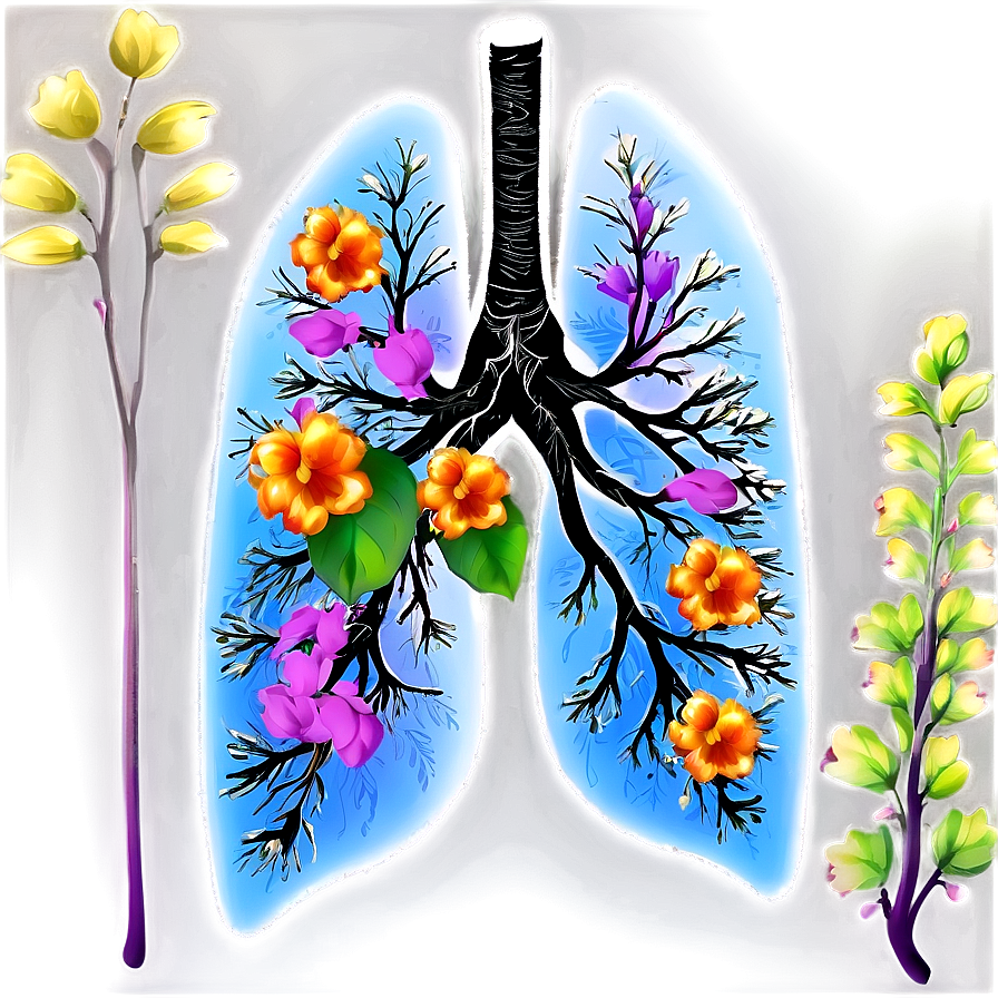 Lungs With Flowers Art Png Vmj90