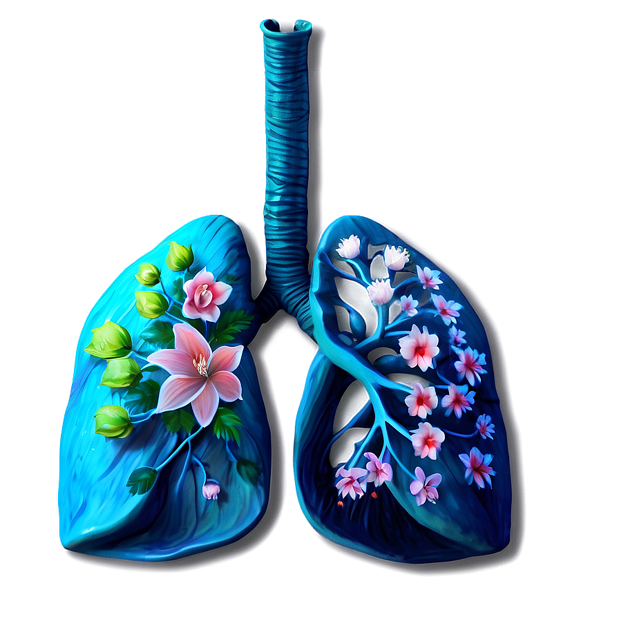 Lungs With Flowers Art Png Xds