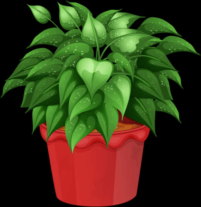 Lush Green Plantin Red Pot