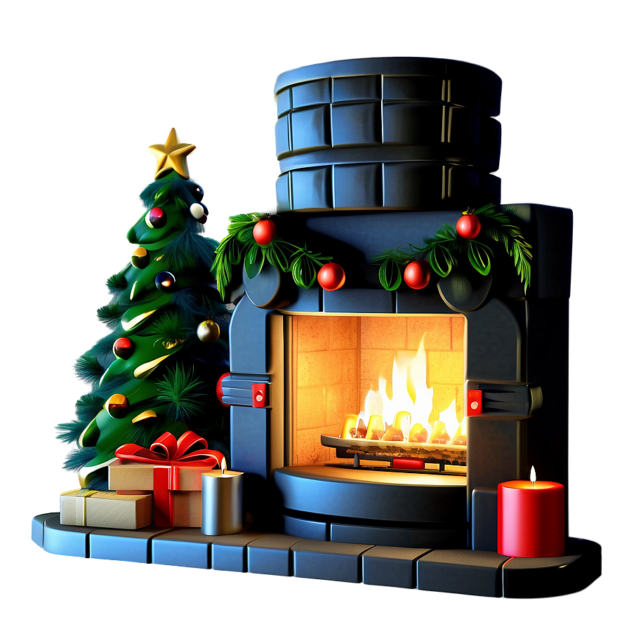 Luxurious Christmas Fireplace Decor Png 3