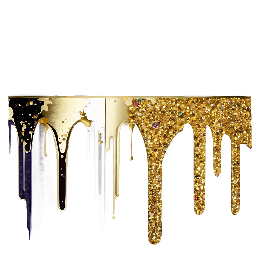 Luxurious Gold Glitter Drip Accent Png 74