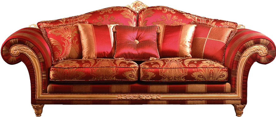 Luxurious Red Gold Trimmed Sofa