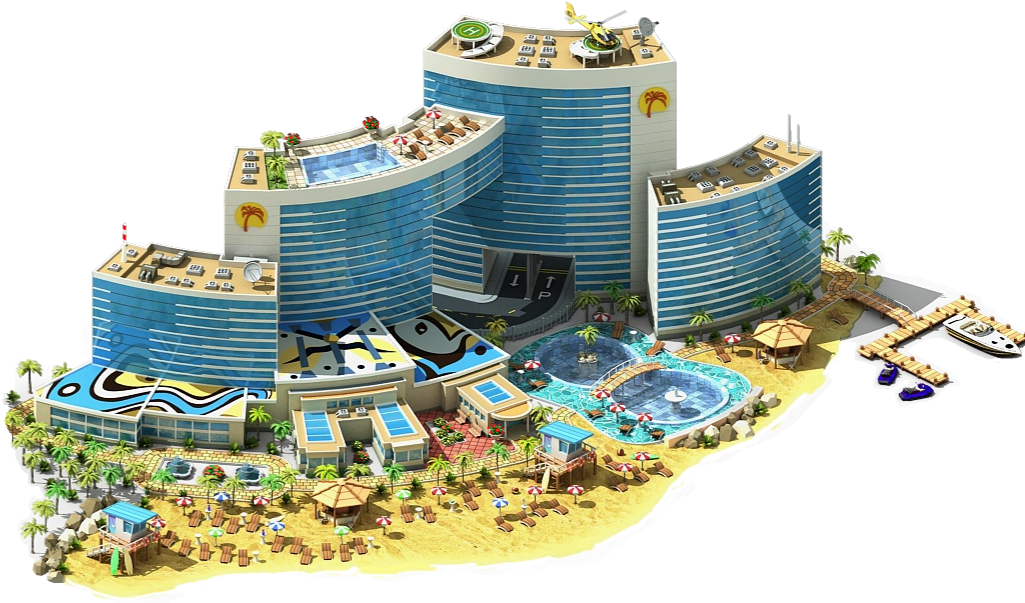 Luxury Beachfront Hotel Resort Illustration