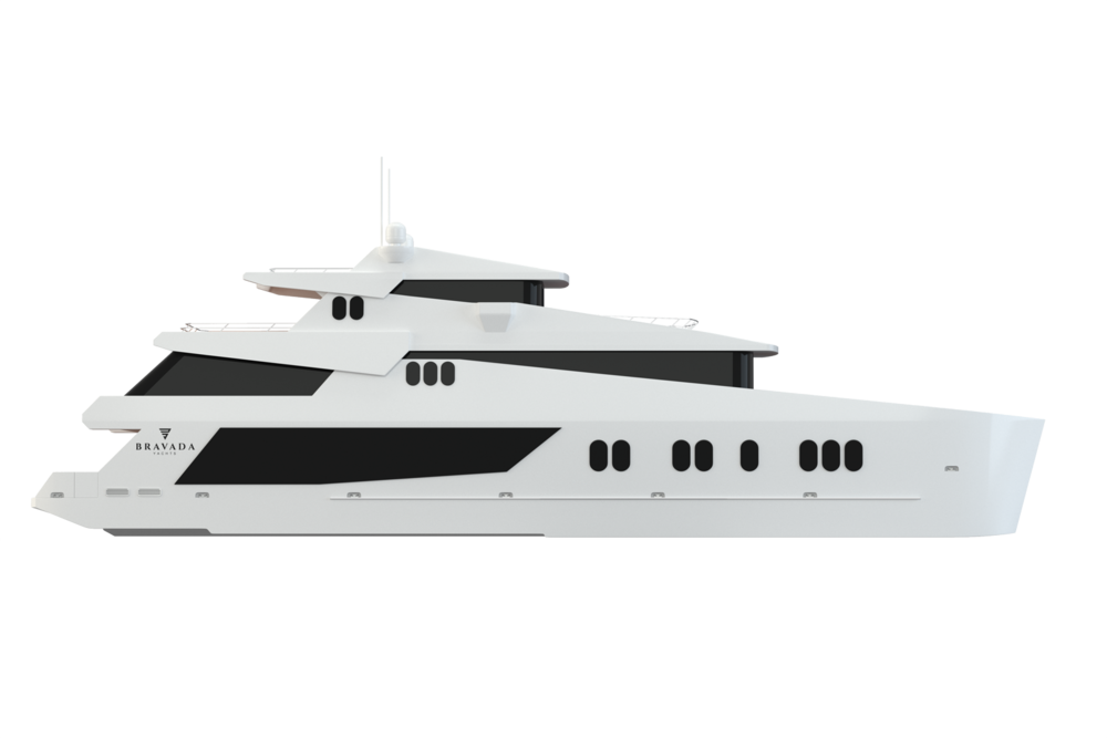 Luxury Bravada Yacht Side View