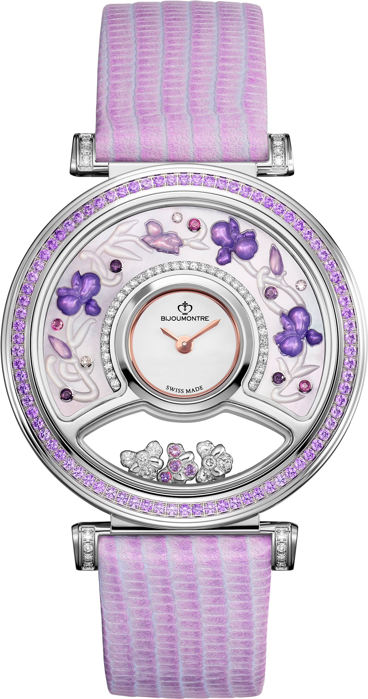Luxury Purple Floral Wristwatch Bijoumontre