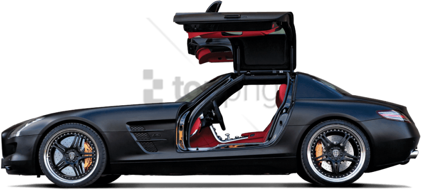 Luxury Sports Car With Open Gullwing Door