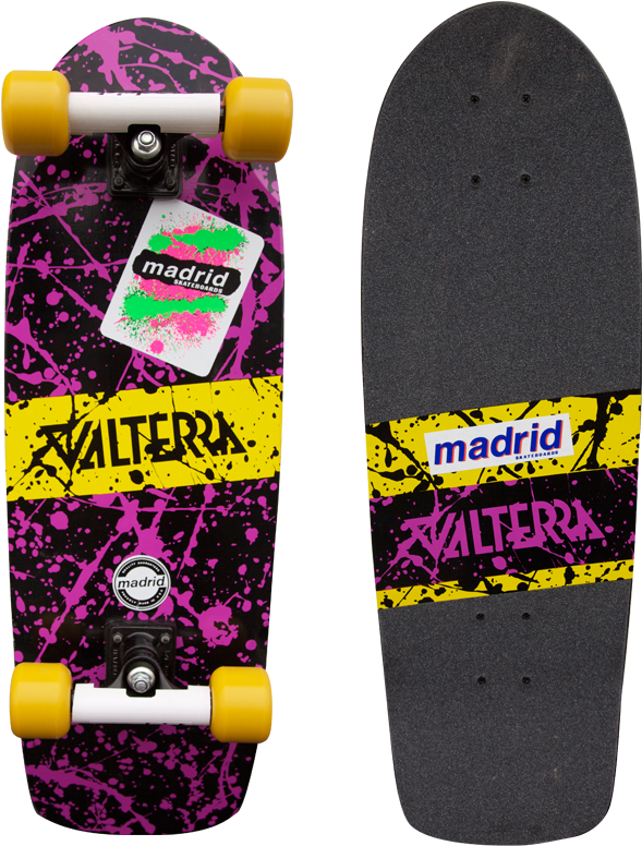 Madrid Skateboard Pink Splatter Design