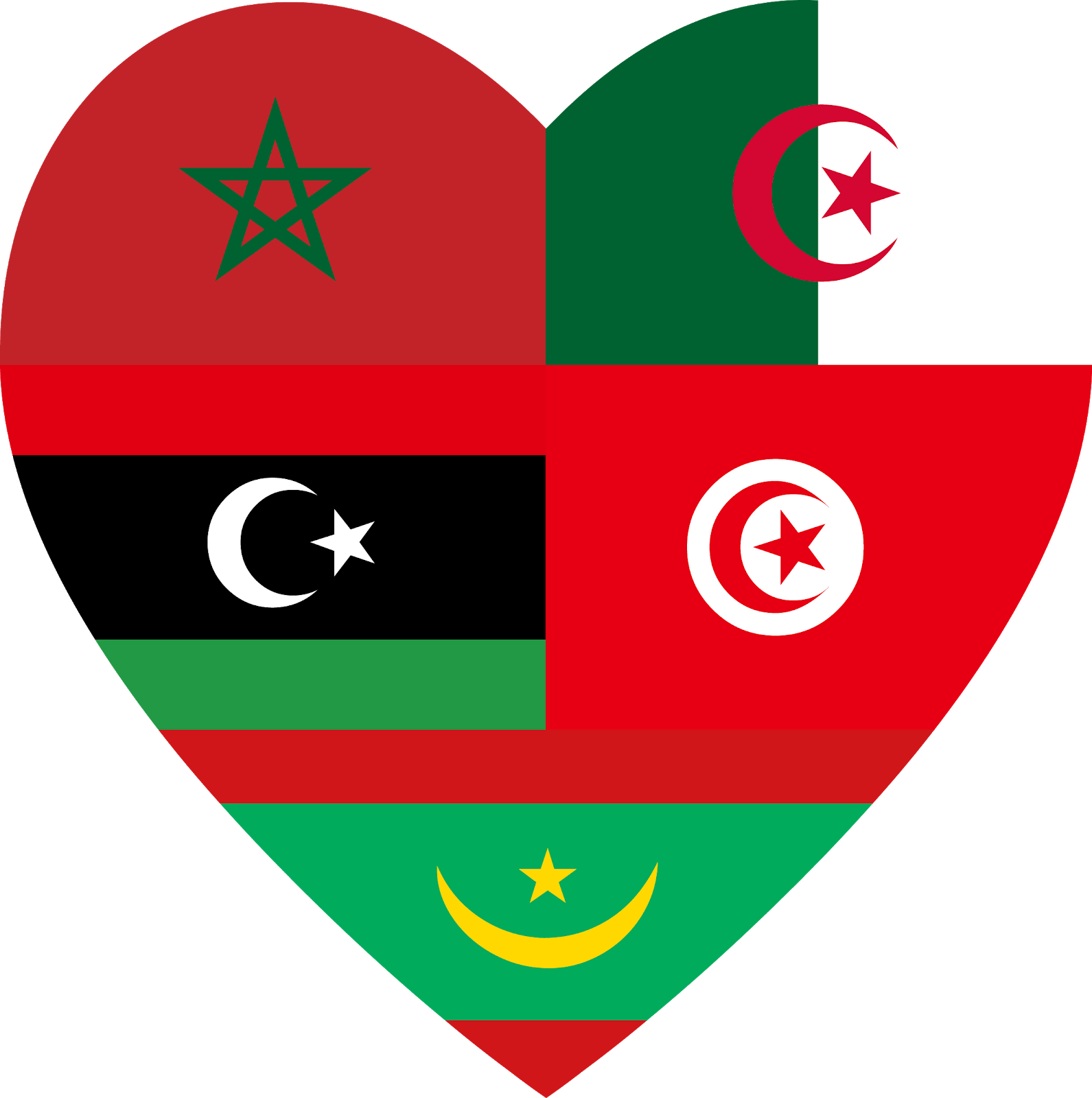 Maghreb Unity Heart Flags