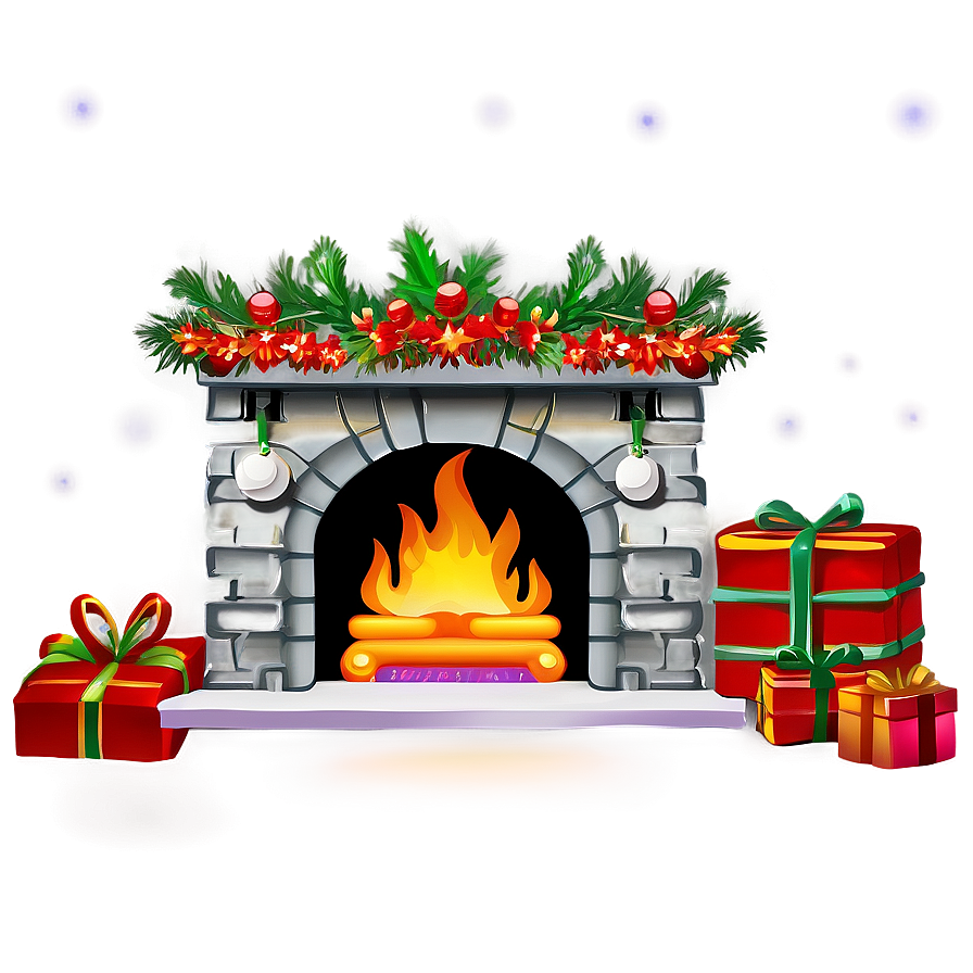 Magical Christmas Fireplace Setting Png 06262024