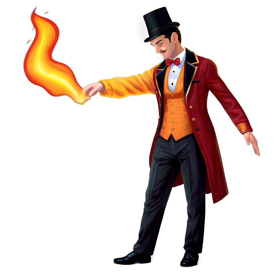 Magician With Fire Trick Png 06262024