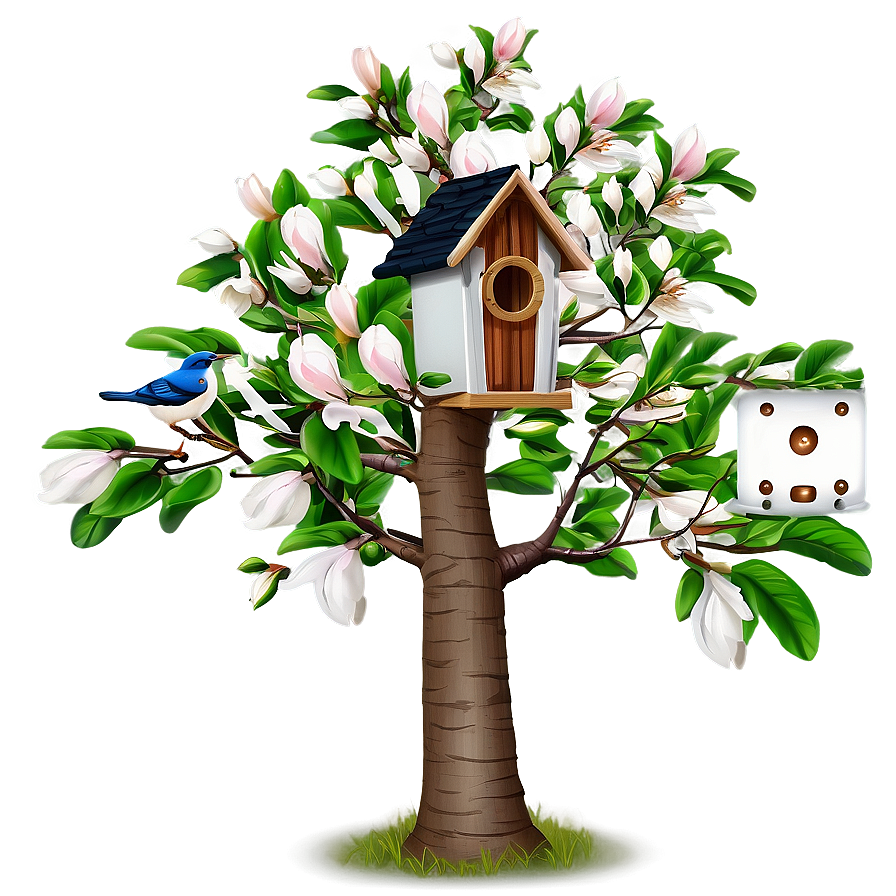 Magnolia Tree With Birdhouse Png Hih48