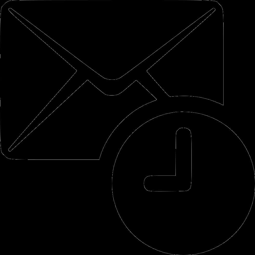 Mail Time Icon Black Outline