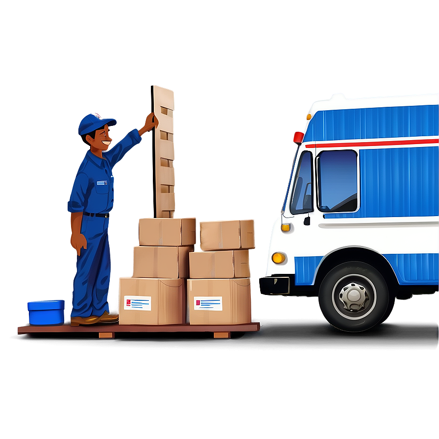 Mail Truck Unloading Packages Png 06282024