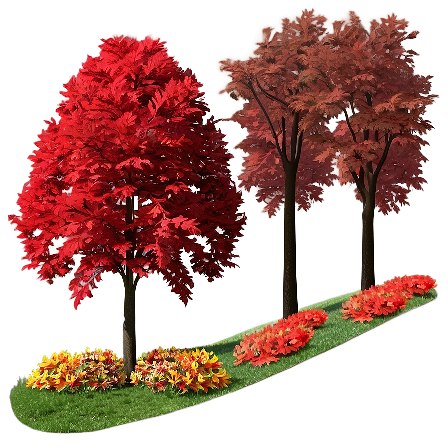 Majestic Red Tree Scene Png Dll