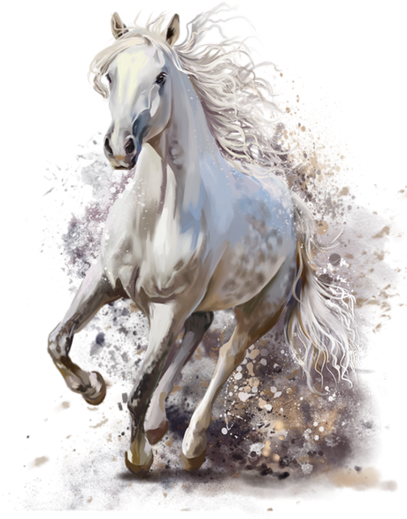 Majestic White Horse Galloping