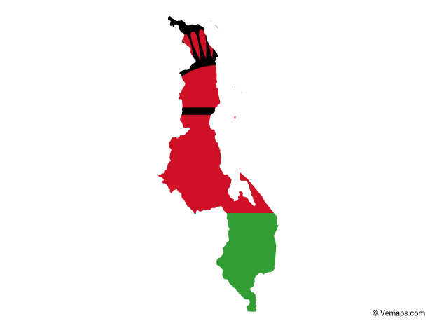 Malawi Map Color Coded Regions